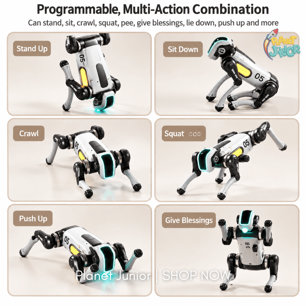 AI Smart Bionic RC Robot Dog – Programmable Robot Pet with LED Lights, Music & Stunt Actions