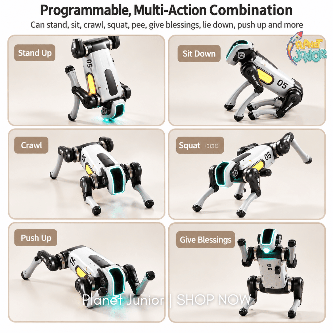 AI Smart Bionic RC Robot Dog – Programmable Robot Pet with LED Lights, Music & Stunt Actions