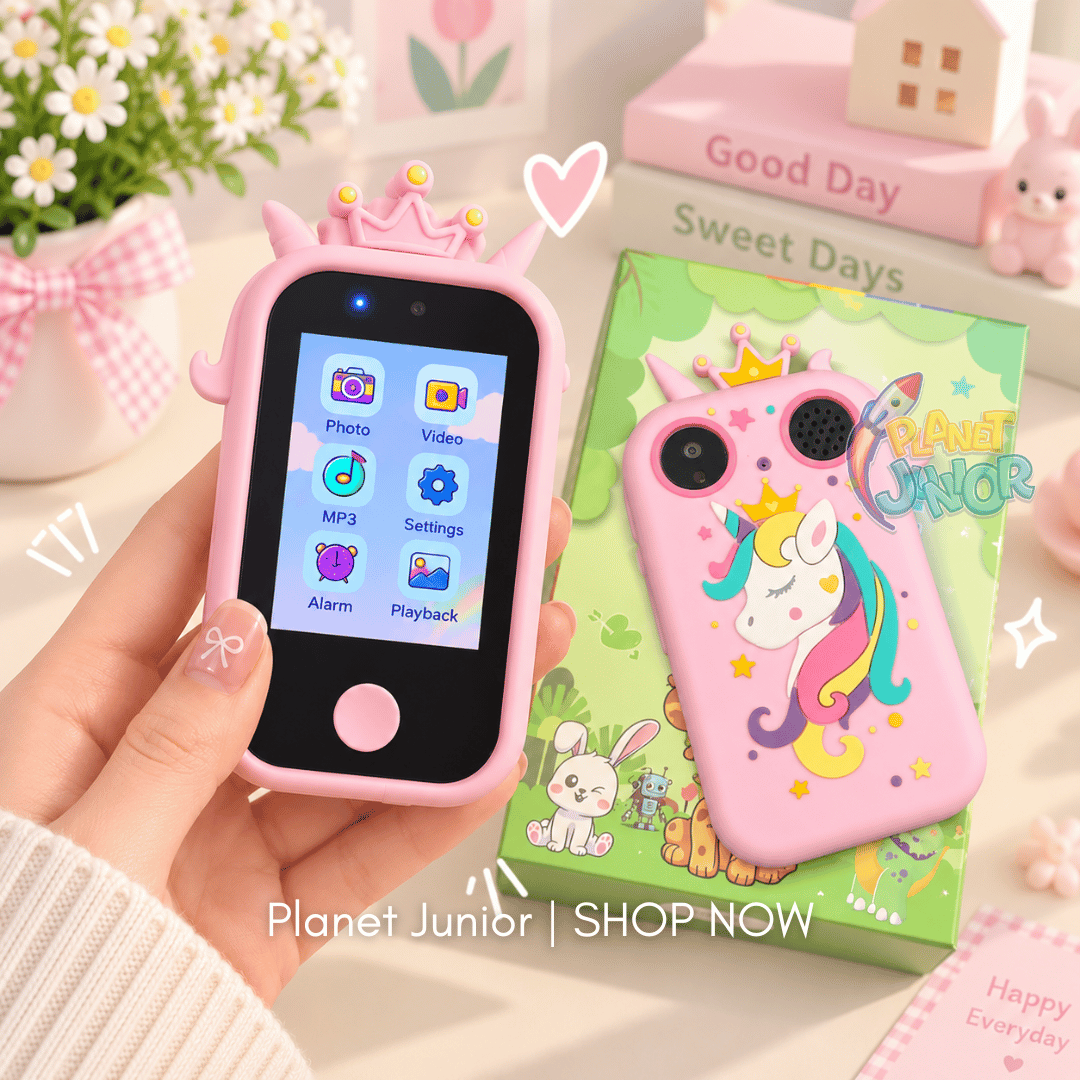 Kids Smart Touch Phone with 3D Silicone Case – Dual Camera, Games, Music & Rechargeable Digital Phone for Kids