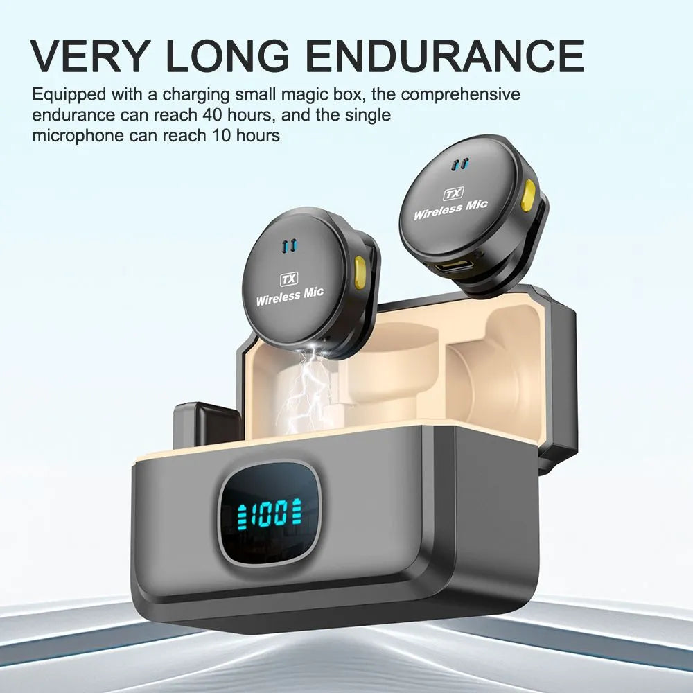 Wireless Clip-On Microphone with Charging Case