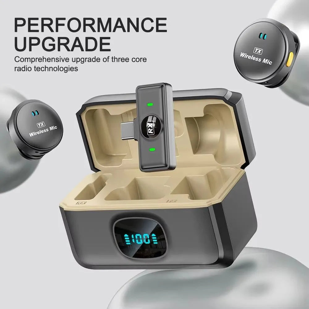 Wireless Clip-On Microphone with Charging Case